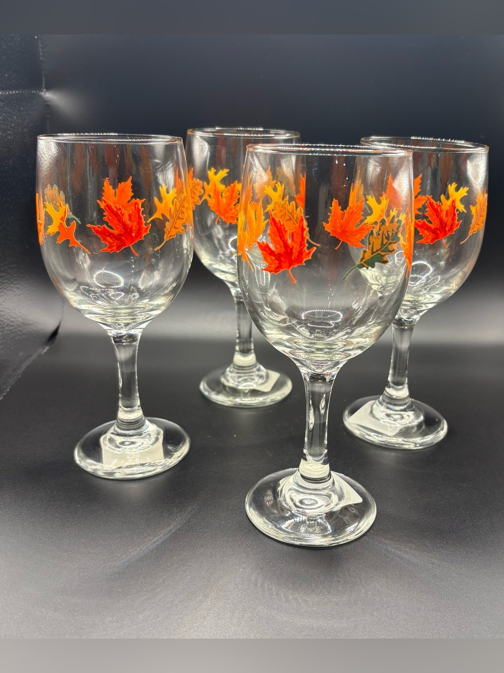 NWT Greenbrier International Fall Autumn Leaves Wine Glasses Goblets Set of 4